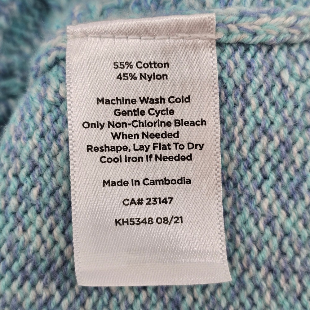 Talbots Mock Neck Sweater Womens 2X Blue Diamond Knit Cotton Blend Pullover - Picture 6 of 6